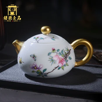  |jade purvo tapybos gėlių ir xi shi puodą pusėje įdėti į puodą kung fu arbatos rinkinys didelės talpos, vieną puodą, virdulys